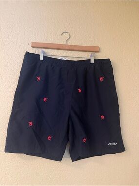 Chaps  Navy Blue Swim Trunks w/ Red Marlin Embroidery Size M